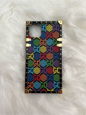 Gucci Multicolor GD Logo Trunk-Style iPhone Case with Black Trim & Gold Accents